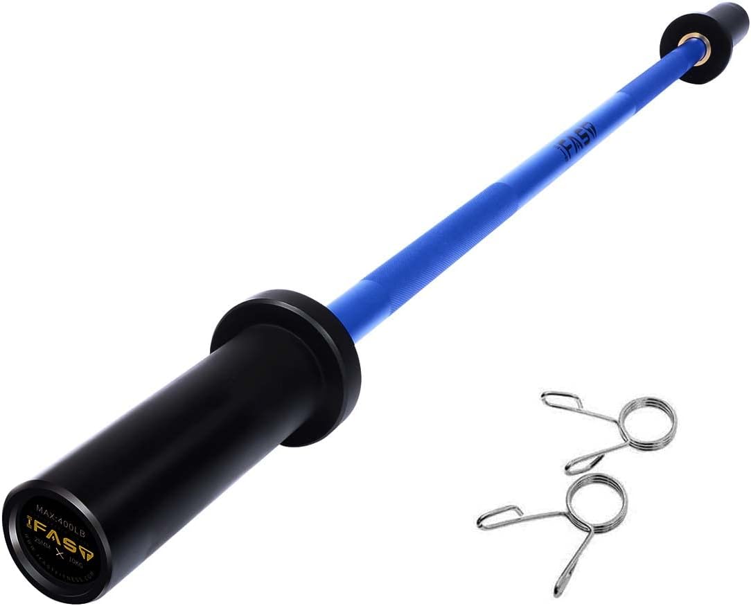 IFAST Olympic Barbell Bar 4FT Solid Chrome Barbell with Bearing, 7.2FT Home Gym 2" Weightlifting Bar, 400lbs/1200lbs Weight Capacity