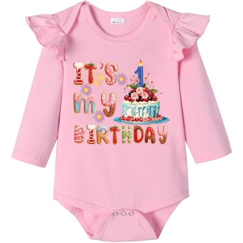 Baby Girls 1st Birthday Bodysuit - My First Birthday OnePiece for One Year Old Infant Girl