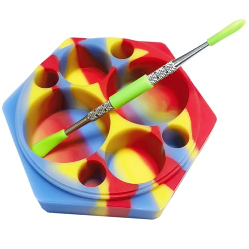 KUVIS 110ml Silicone Wax Container Multi Compartment Non-stick Food Storage Jar with Carving Tool