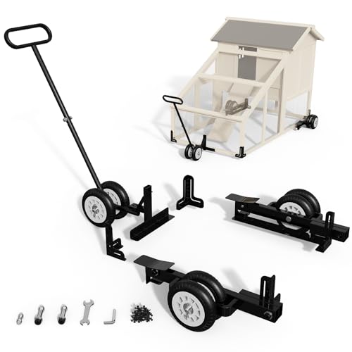 GRIND MODE 8’’ Double - Wheel Chicken Coop Wheels Kit, Universal Chicken Tractor Wheel Kit with Lift System, Heavy - Duty Casters with Handles for Portable Poultry Accessories