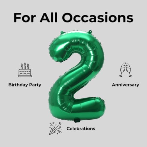 Image of YPSelected 32 Inch Large Foil Helium Number Balloon Birthday Wedding Party 0-9 (Green, 2)
