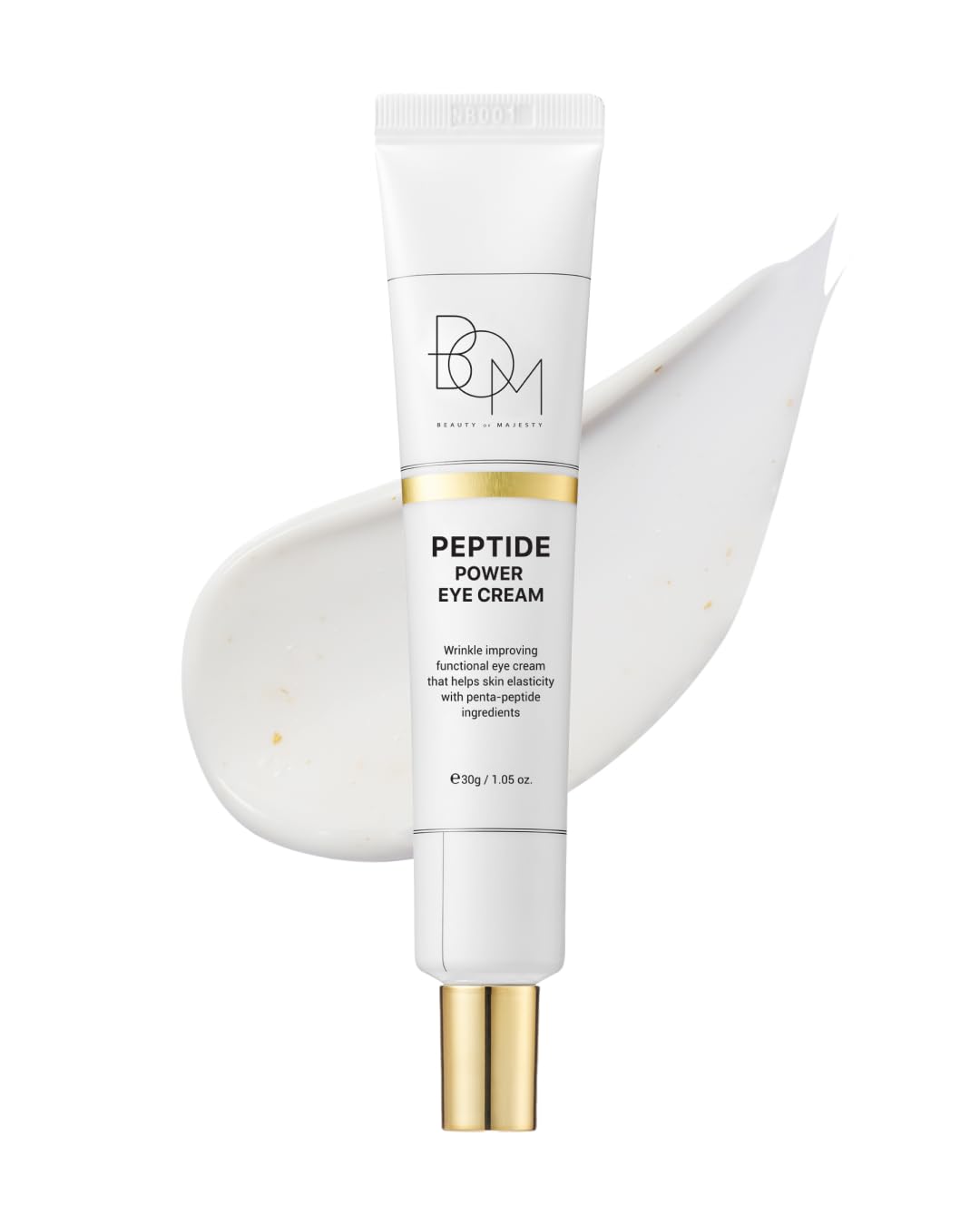 BOM COSMETICS Peptide Power Eye Cream 1.05 Fl Oz, Penta-Peptide and 99% Pure Gold Lightweight Eye Cream for Skin Collagen Boost to Reduce Fine Lines, Wrinkles, Enhance Elasticity, Korean Skin Care