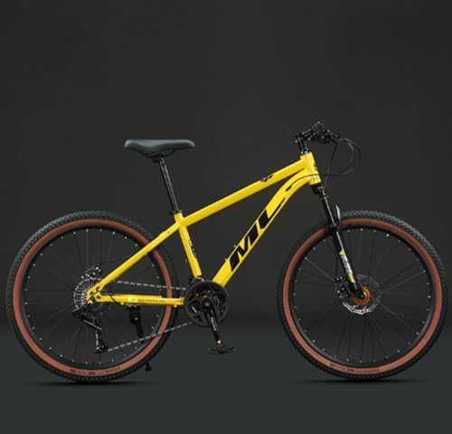 Dazzix新登場24/26インチ自転車 アルミフレーム ロードバイク ディスクブレーキ エアロロードバイク 21/24/27/30 ディレーラ デュ 初心者 付MTB 適応身長160cm以上 (26インチ/27速,イエロー)