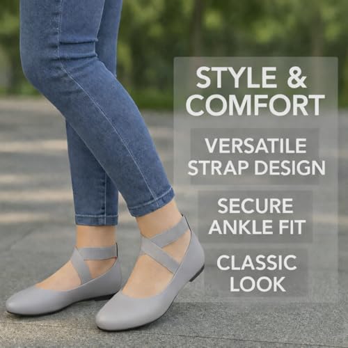 Image of EMMA NEW YORK Ankle Strap Flats for Women, Women Flat Ballerina Shoes, Women's Ballet Flats with Strap