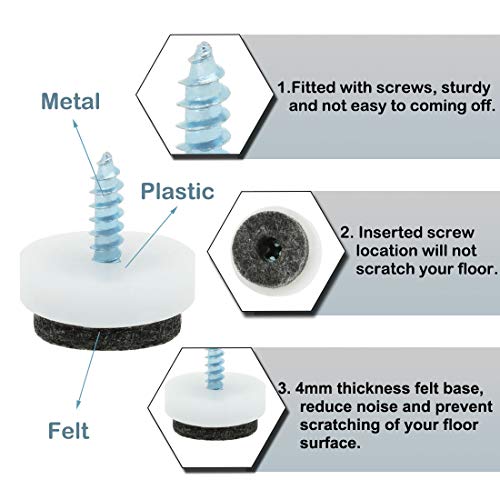 Uxcell Felt Sofa Chair Leg Nonslip Screw Floor Pad Nail Protectors 25Mm Dia (Pack Of 30) #TOP3