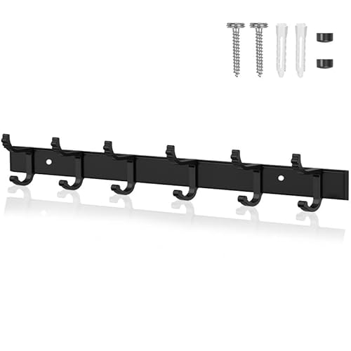 Eucomir Perchero Pared, Ganchos Toallas de Baño con 6 Ganchos Dobles Acero inoxidable, Perchas de Pared de Diseño Moderno para Baño de la Cocina, Negros Cover