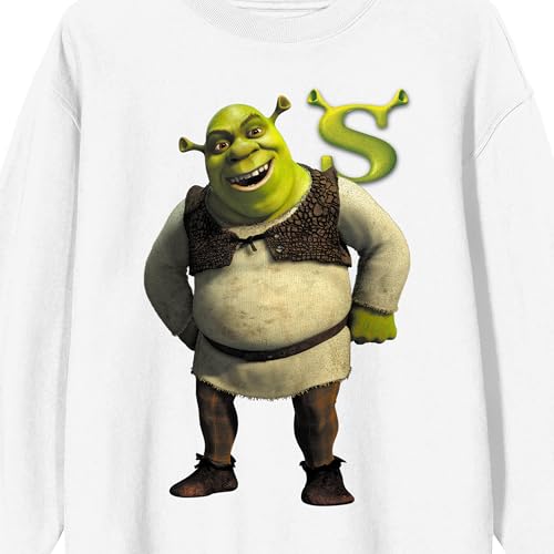 Bioworld Shrek Pose Crew Neck Long Sleeve Adult White Sweatshirt2