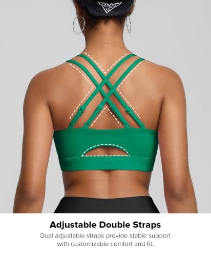 BRXL Strappy Sports Bras with Sewn in Pads Adjustable Strap Padded Green — view 3