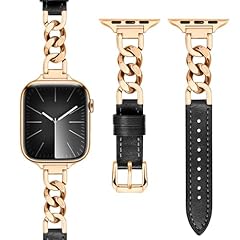 Unique Rose Gold Single Chain/Black Leather