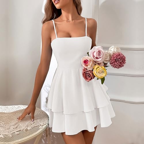 Image of Women's Spaghetti Strap Backless Bow Mini Dress Club Night Out Cocktail Dresses