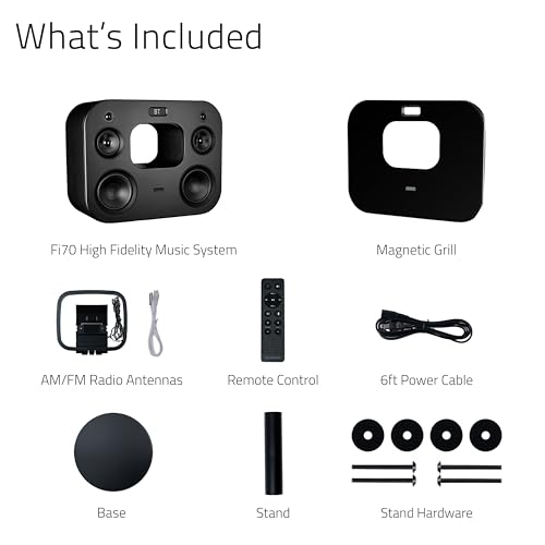 Fluance Fi70 Three-Way Wireless High Fidelity Music System with Powerful Amplifier & Dual 8" Subwoofers (Black Ash)