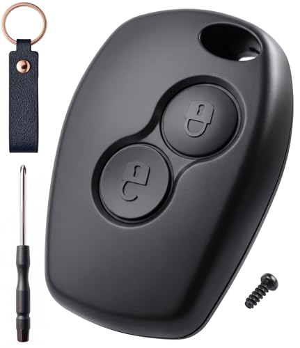 ANGOFIZ Coque De Clé Compatible avec Dacia Duster, Sandero, Lodgy, Logan, Dokker, Stepway 2 Boutons Boîtier Clef Plip Voiture Cassé Réparation Remplacement...
