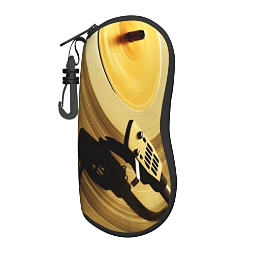 PSVOD Étui souple en néoprène ultra léger avec fermeture éclair pour disques vinyles avec clip ceinture, Noir, taille unique