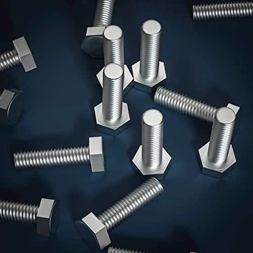 Image of 1 /4-20 x 1-1 /2 inch (5 /8 to 5 inch Optional) Hex Head Screw Bolt, Stainless Steel 18-8(304), Fully Threaded,15pcs