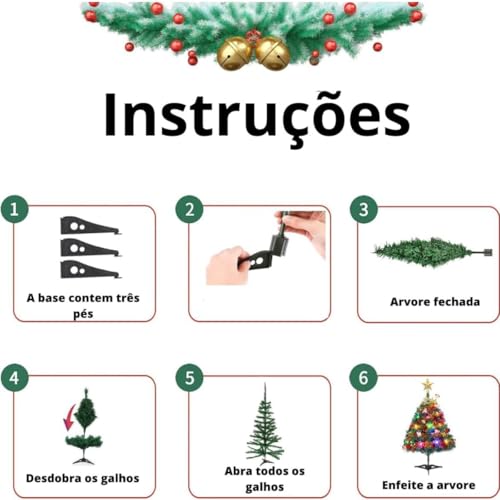 Árvore De Natal 120 cm Pinheiro 120 Galhos Resistente Pinheiro De Natal Tradicional Verde Premium
