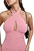 REORIA Women's Sexy Mini Dress Halter Sleeveless Backless Bodycon Criss Cross Ruched Short Dresses Party Night Club Outfits Pink Medium