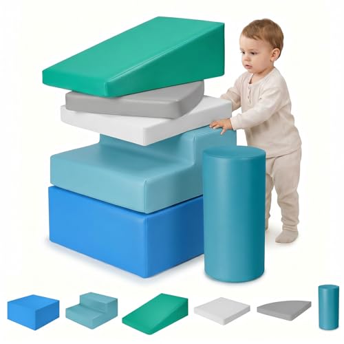 JungleDove Parcours Motricité Bébé 6 Pièces: Module Motricité Enfant Cuir PU Blocs Mousse Éducatifs - Jouets Descalade Structure d'escalade...