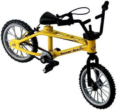 1/18 Diecast Bike Action Figure Toy,Mini Finger Mountain Bike Bicycle Art Crafts Desktop Decor - Yellow