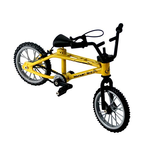 1/18 Diecast Bike Action Figure Toy,Mini Finger Mountain Bike Bicycle Art Crafts Desktop Decor - Yellow #TOP4