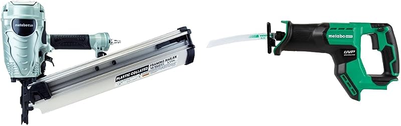 Paquete de clavadora para marcos Metabo HPT (NR90AES1) + sierra alternativa compacta Metabo HPT inalámbrica de 18 V MultiVolt™ | Solo herramienta: sin batería (CR18DMAQ4)