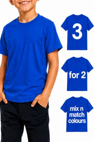 Image of Just Juniors - 100% Cotton Kids T Shirts Boys (Royal Blue, 7-8)