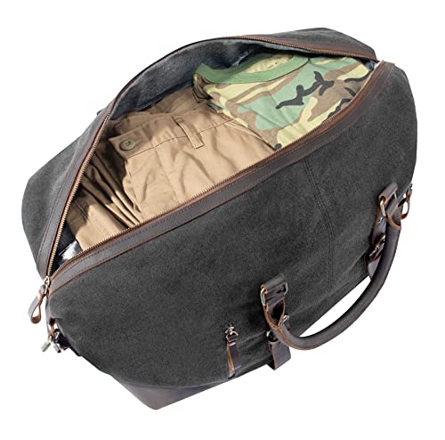 Rothco Extended Weekender Bag - Vintage Style Travel Companion - Canvas Travel Duffle Bag - Charcoal Grey - Image 3