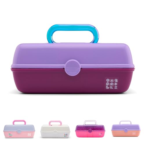 Caboodles Pretty in Petite Makeup Box, Two-Tone Pink on Lavender, Hard Plastic Organizer Box, 2 Swivel Trays, Fashion Mirror, Secure Latch for Safe Travel 1 pound