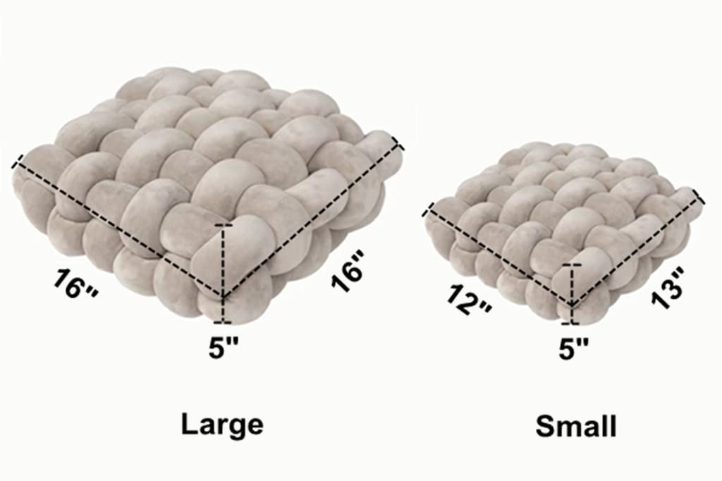 Weiches Knotenkissen, dekoratives Wurfkissen für Couch, Kinder, Knotenkissen, quadratische Rückseite, Bodenkissen, Bodenmatte für Wohnzimmer, Schlafzimmer, Büro (40,6 x 40,6 cm, grau)