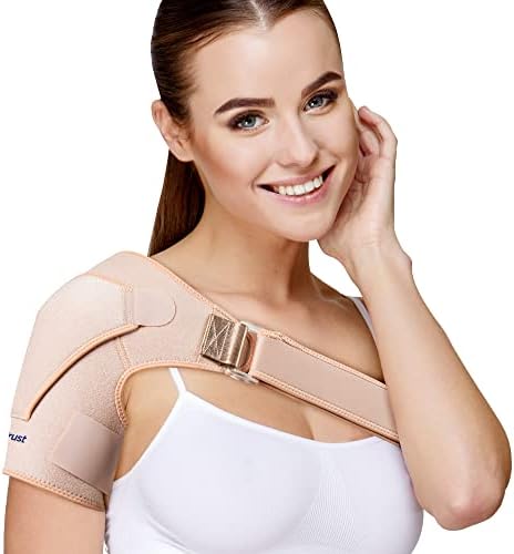 Suptrust Shoulder Brace for Women and Men, Shoulder Pain Relief, Shoulder Support, Rotator Cuff Support Brace, Adjustable Fit Sleeve Wrap, Relief for Shoulder Injuries and Tendonitis, One Size Regular(Pink Color)