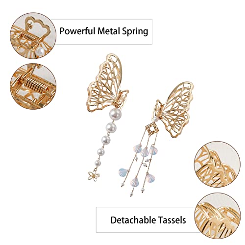 Frdtluthw Large Metal Butterfly Hair Claw Clips Nonslip Tassel Hair Clips For Women Girls Thick Thin Hair(Pack Of 2) #TOP4