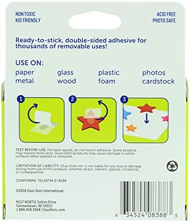 Glue Dots 0.5-Inch Removable Glue Dots Sheets, Pack of 600, Clear