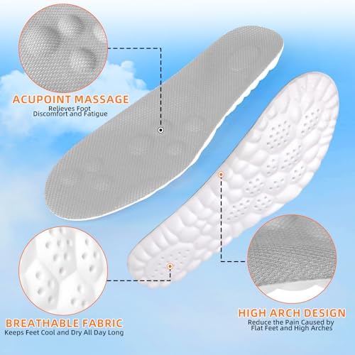 Steppers Insoles for Men & Women, 4D Memory Foam Cloud Footstr Insoles with Arch Support, Comfortable & Breathable Massage Shoe Inserts for Foot Pain & Fatigue (Gray, US M 4-7/W 4.5-8.5) — 사진 4