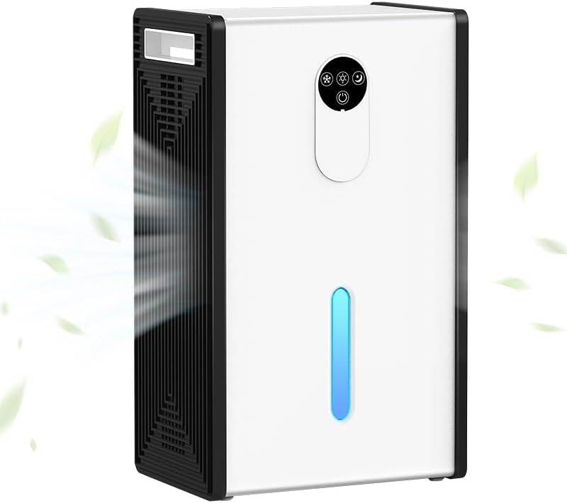 Dehumidifier for 1076 sq.ft,Quiet Portable Moisture Absorber with Auto Shut Off, Auto Defrost,72 OZ Water Tank,Drain Hose,7 Color LED Light,Sleep Mode for Basement Home Bedroom Bathroom RV