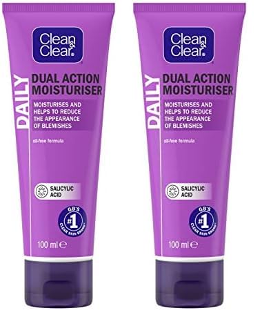 Clean & Clear Dual Action Moisturiser, 100ml (Pack of 2)