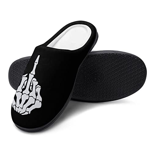 Fuck Off Middle Finger Plush Slippers Funny Graphic Footwear Cotton House Shoes for Men Indoor Outdoor3
