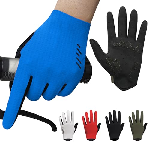 VXW Bike Gloves for Men Women Cycling - with Reflective Strips &Anti-Slip Shock-Absorbing Pad for Bicycle/Mountain Bike/Workout/MTB/Gym (Sapphire Blue, Large)
