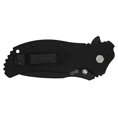 Zero Tolerance 0350 Folding Pocket Knife; 3.25” S30V Stainless Steel Blade With Black Tungsten Dlc Finish; Textured G-10 Handle Scales, Speedsafe Assisted Opening, Liner Lock, Quad-Mount Clip; 6.2 Oz. #TOP4