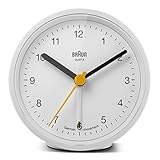 Diseño elegante Braun BNC-012-WHWH-Reloj Despertador clásico analógico, Color Blanco BNC-012-WHWH
