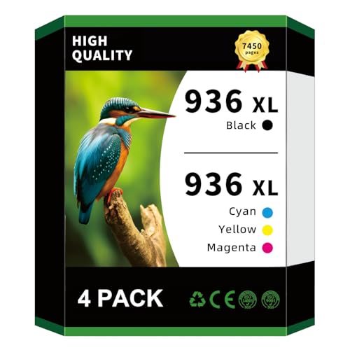 Image of 936XL 936 Ink Cartridges with Chip Replacement for 936 936XL Ink Cartridges Combo Pack for OfficeJet Pro 9117b 9110b 9120b 9130b 9120 9122 9123 9125 9130 9720 9730 Printers (with chip, 4 Pack)