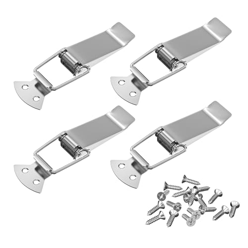 VOCIBO® Chiusure di tensione, in acciaio inox, 4 pezzi, 91 mm, con viti, 16 pezzi, chiusura a leva, chiusura per cassetto, cassetto, cassapanca