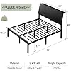 Feonase Queen Bed Frame with Ergonomic Storage Headboard & Charging Station, LED Platform Bed Frame, Heavy Duty Metal Slats, Easy Assembly, Black