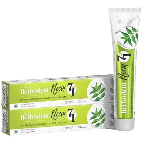 NEEM 7 in 1 Toothpaste - 185g Pack of 2 | Organic Herbs - Neem, Black Seed & Xylitol for Anti Cavity -Cardamom & Mint for Taste & Freshness-Baking Soda for Excellent Cleaning