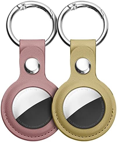 Ainiv Protective Case for Apple Airtags, 2PCS Black Brown PU Leather Keyring Case, Airtag Holder, AirTags Tracker Cover, Air Tag Holder, Pet Dog Cat Collar Tracker, AirTags Key Finder, Locator Tracker
