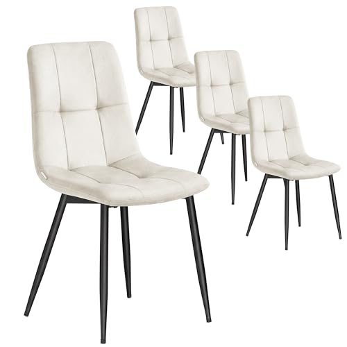 VASAGLE Esszimmerstühle Samt, Küchenstühle bis 120 kg belastbar, Sessel mit verstellbaren Füßen, modern, gepolstert, für Wohnzimmer, 4er Set, cappuccinobeige KDC080LH01 VASAGLE Esszimmerstühle Samt, Küchenstühle bis 120 kg belastbar, Sessel mit verstellbaren Füßen, modern, gepolstert, für Wohnzimmer, 4er Set, cappuccinobeige KDC080LH01