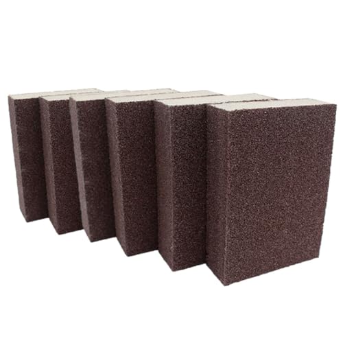 DECORNIJIA 6pcs Kitchen Sanding Sponge and Decontamination Cleaning Brush Set, 10x7x2.5cm Brown-red Nano Abrasive Sponge Blocks for Pot Rust Removal and Household Cleaning