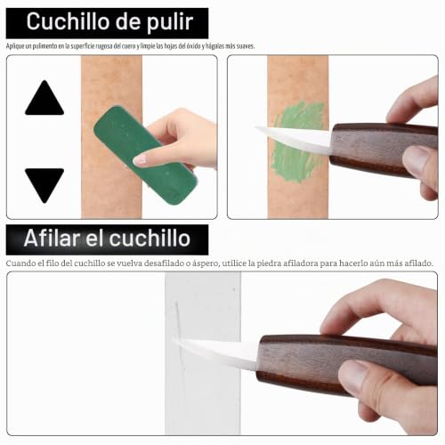 Miniatura 5 de Juego De 10 Cuchillos Para Tallar Madera, Juego De Herramientas Profesionales Para Tallar Madera, Juego De Tallado De Madera Con Cuchillo Para Tallar, Cuchillo De Ganchos, Cincel, Gubia, Piedra De