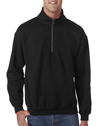 Gildan men s fleece quarter-zip cadet collar sweatshirt, black, l…