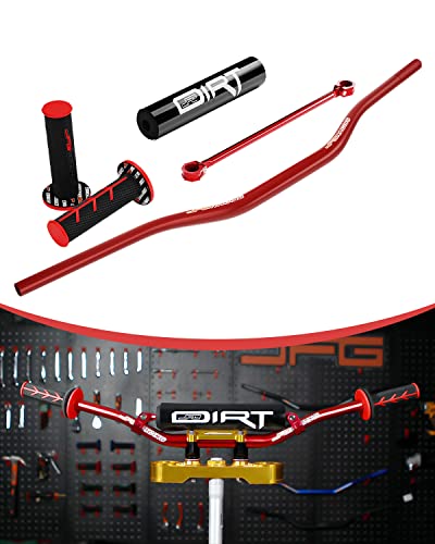 Jfg Racing 1 1/8" 28Mm Motorcycle Handlebar Kit With Cross Bar & Chest Pad & Grips & Grip Donuts Compatible To Most Atv Dirt Pit Bike Red #TOP30