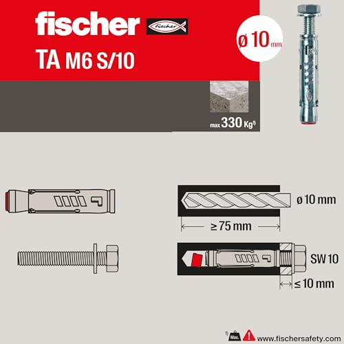 fischer Stahldübel TA M 6 S/10 Y mit Sechskantschraube