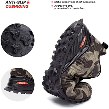 Kricely Men's Trail Running Shoes Fashion Hiking Sneakers for Men Camo Tennis Cross Training Shoe Mens Casual Outdoor Walking Footwear Size 9 - 5